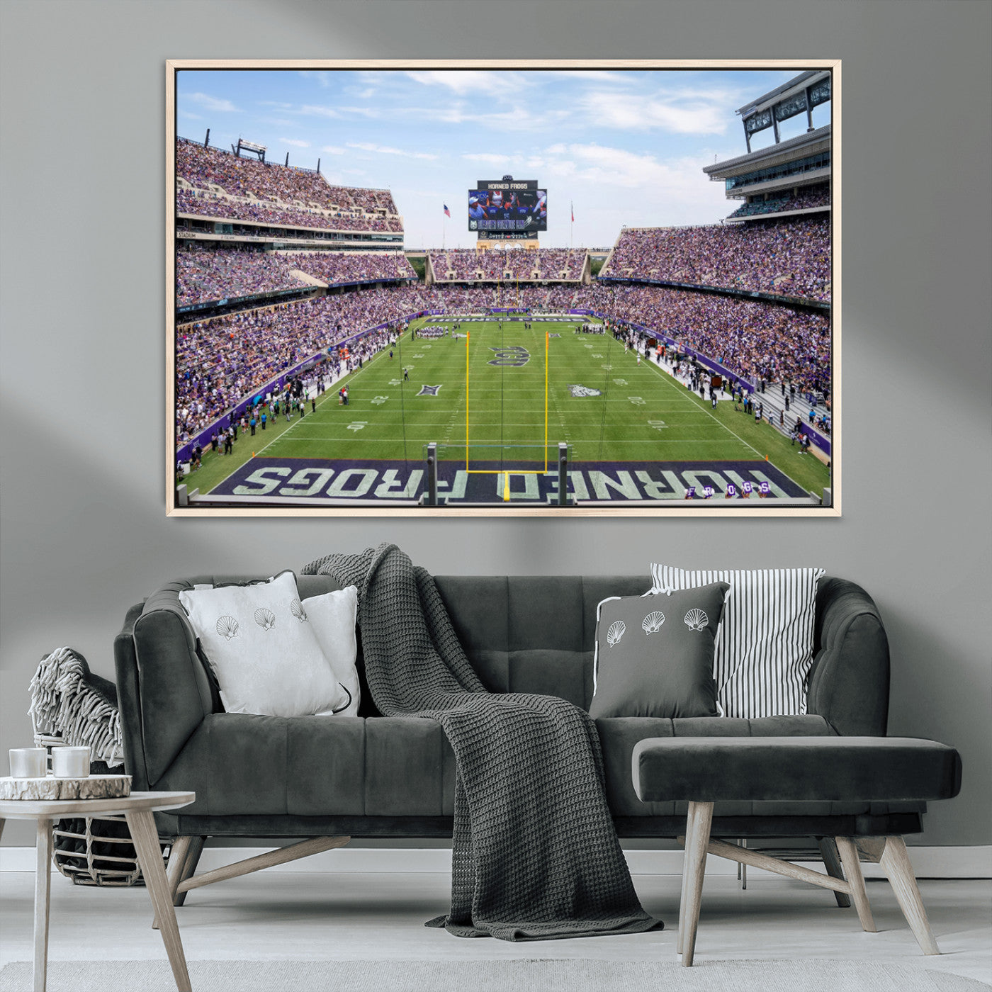 MGV-FC-36X24 - TCU Horned Frogs Football Team Print - Fort Worth Amon G. Carter Stadium Wall Art Canvas Print