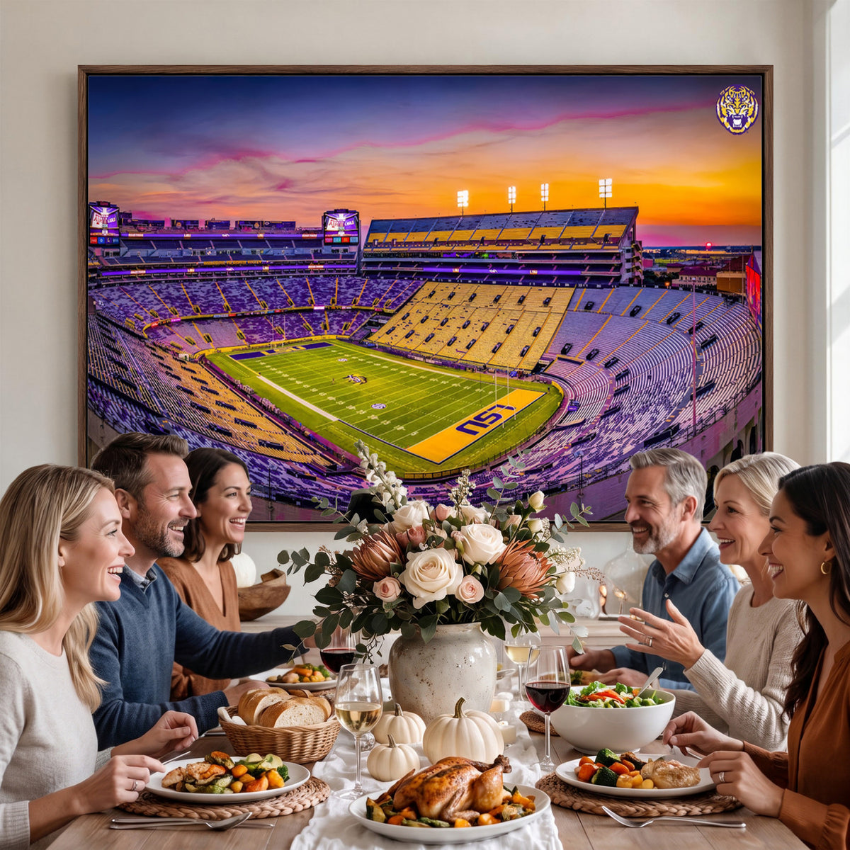 93538-MGV-CV-36X24 - The Louisiana State University Tigers Football Team Print, Framed and Ready to Hang Stadium Print