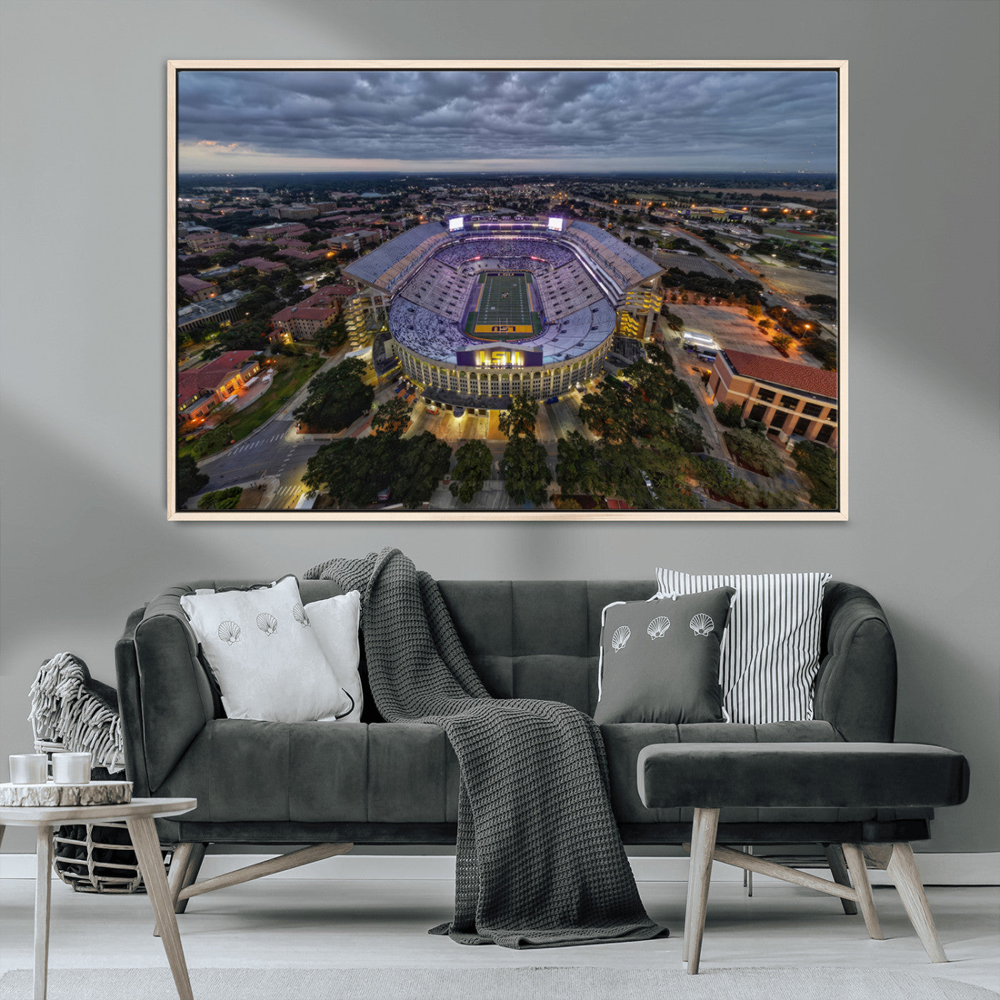 MGV-FC-36X24 - The Louisiana State University Tigers Football Team Print - Baton Rouge Tiger Stadium Wall Art