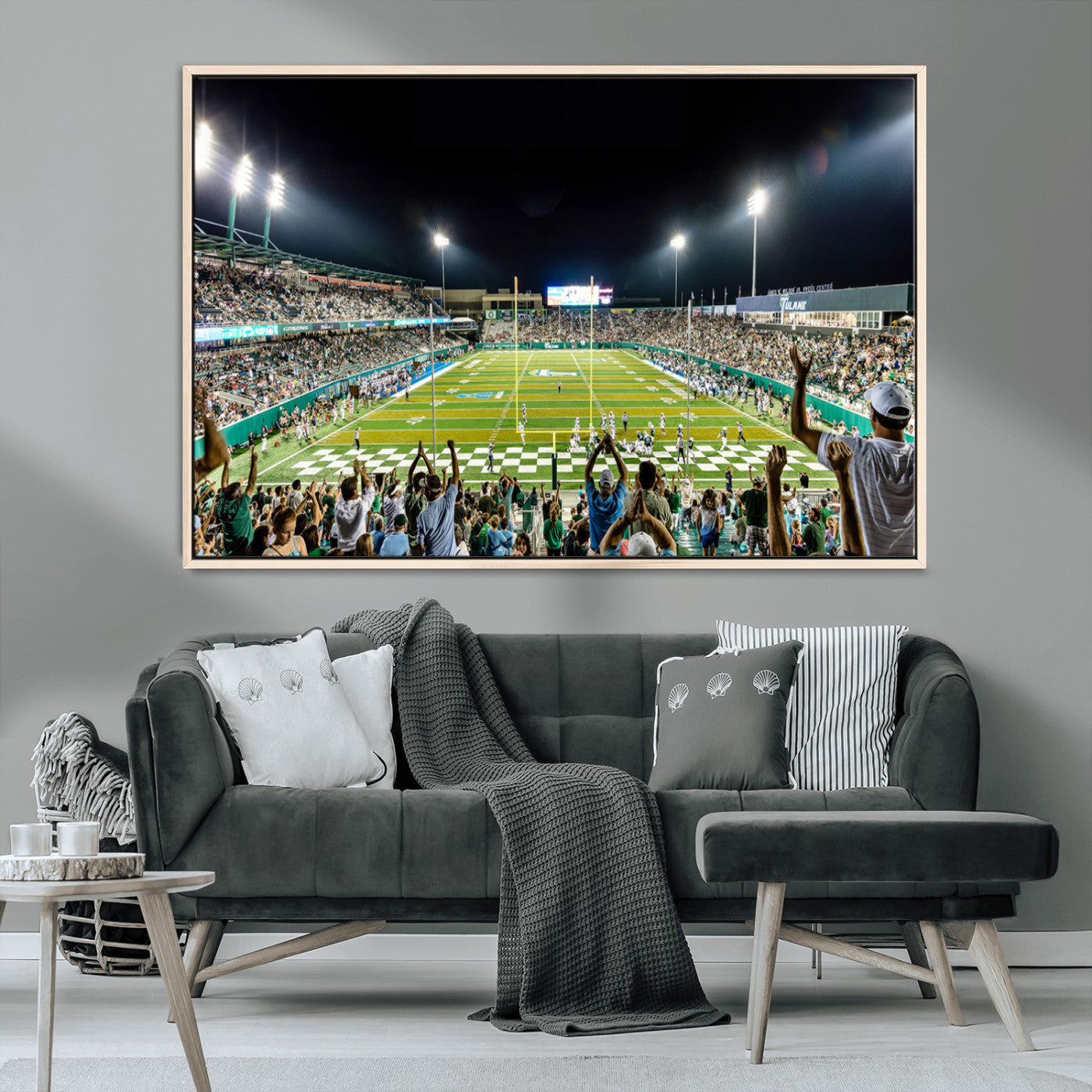 MGV-FC-36X24 - The Tulane University Green Wave Football Team Print - New Orleans Yulman Stadium Wall Art Canvas