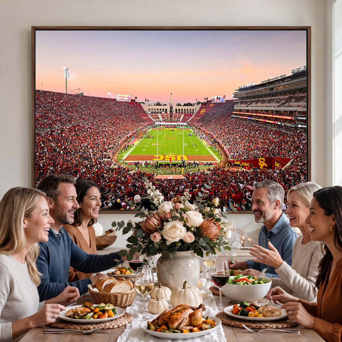 39904-MGV-CV-36X24 - The University of Southern California USC Trojans Football Team Print, Home Bar Wall Decor
