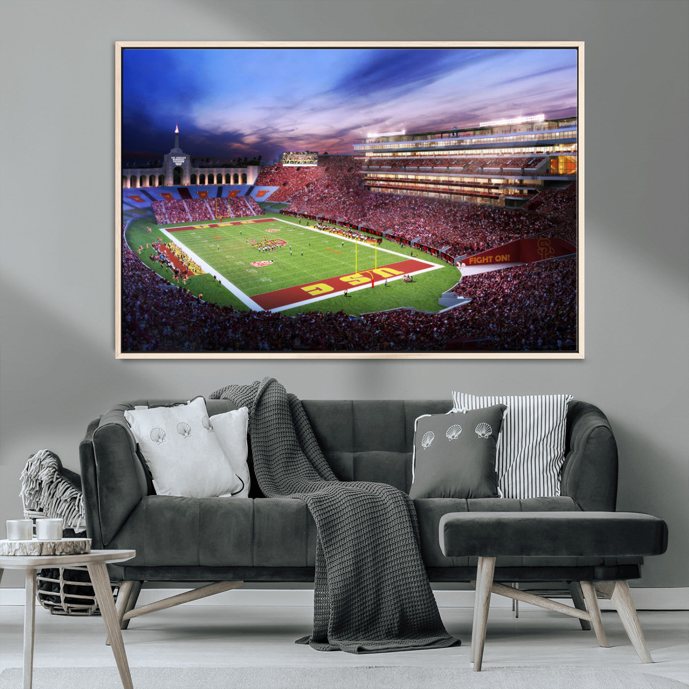 MGV-FC-36X24 - The University of Southern California USC Trojans Football Team Print - Los Angeles Memorial