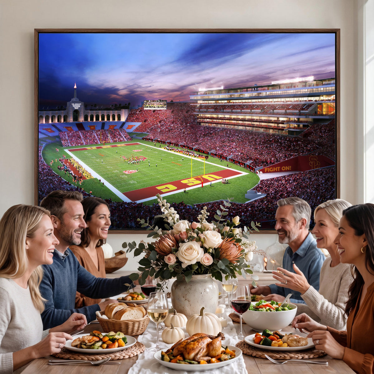 71879-MGV-CV-36X24 - The University of Southern California USC Trojans Football Team Print, Framed and Ready to Hang