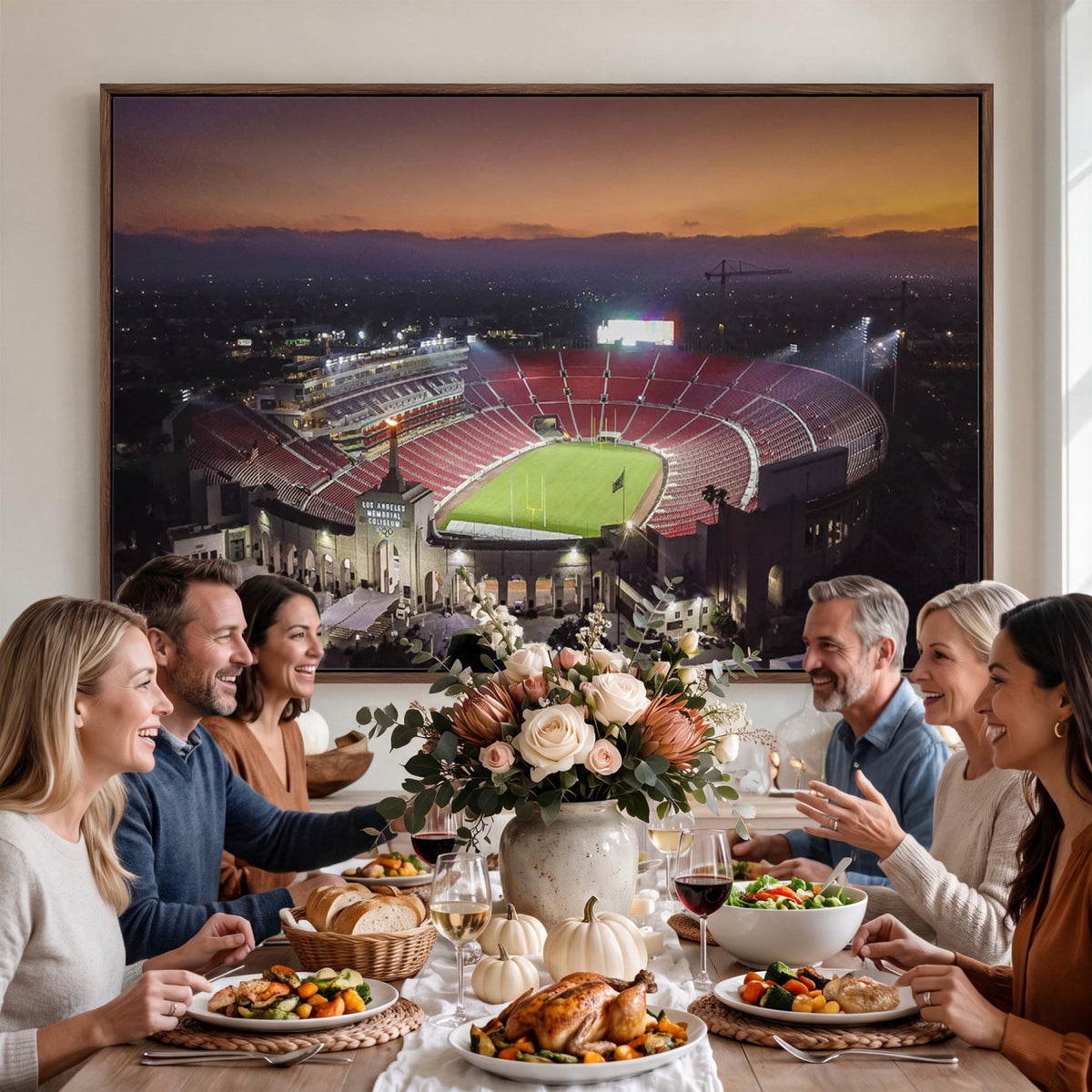50666-MGV-CV-36X24 - The University of Southern California USC Trojans Football Team Print, Los Angeles Memorial Coliseum