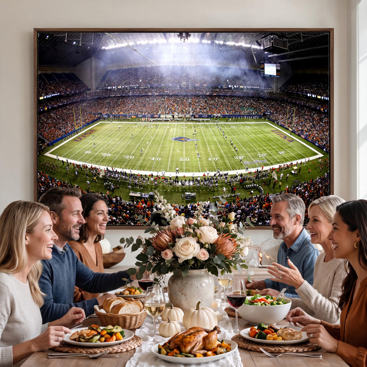 46972-MGV-CV-36X24 - The University of Texas at San Antonio Roadrunners Football Team Print, Framed and Ready to Hang