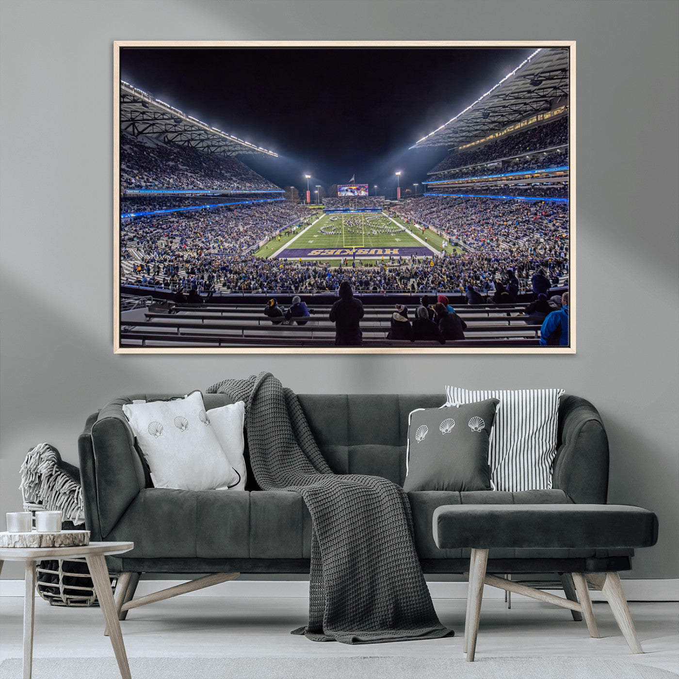 MGV-FC-36X24 - The University of Washington Huskies Football Team Print - Seattle Husky Stadium Wall Art Canvas