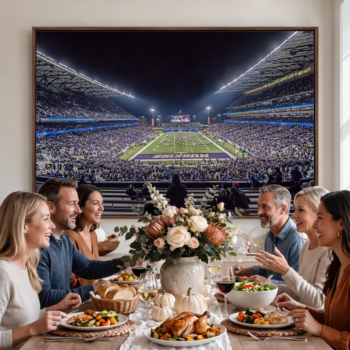 85780-MGV-CV-36X24 - The University of Washington Huskies Football Team Print, Extra Large Game Room Wall Decor