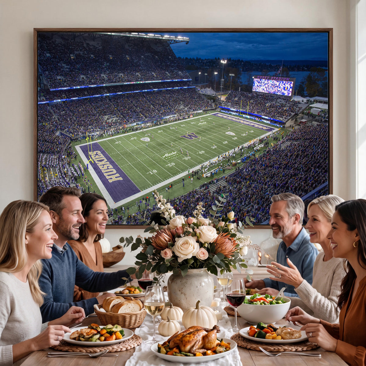 84780-MGV-CV-36X24 - The University of Washington Huskies Football Team Print, Framed and Ready to Hang