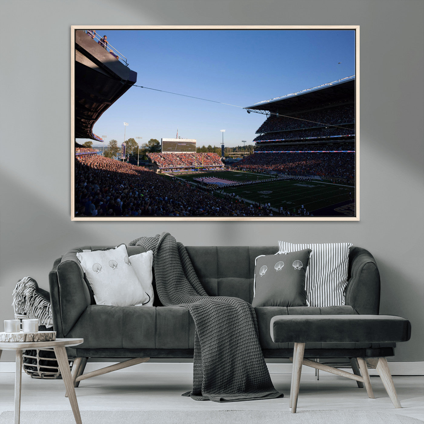 MGV-FC-36X24 - The University of Washington Huskies Football Team Print - Seattle Husky Stadium Wall Art Canvas