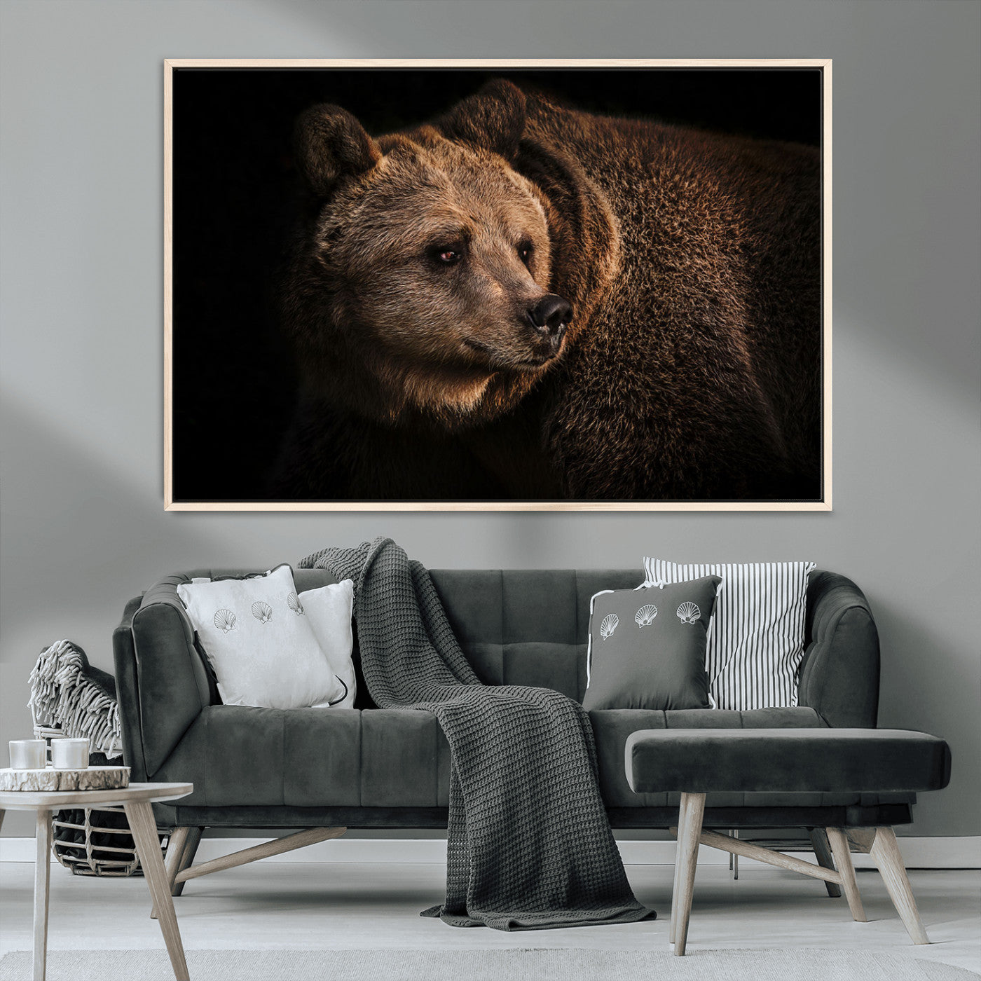 MGV-FC-36X24 - Wild Grizzly 399 Bear Canvas Wall Art Print, Bear Animal Canvas Artwork Print, Black Bear Wall Art