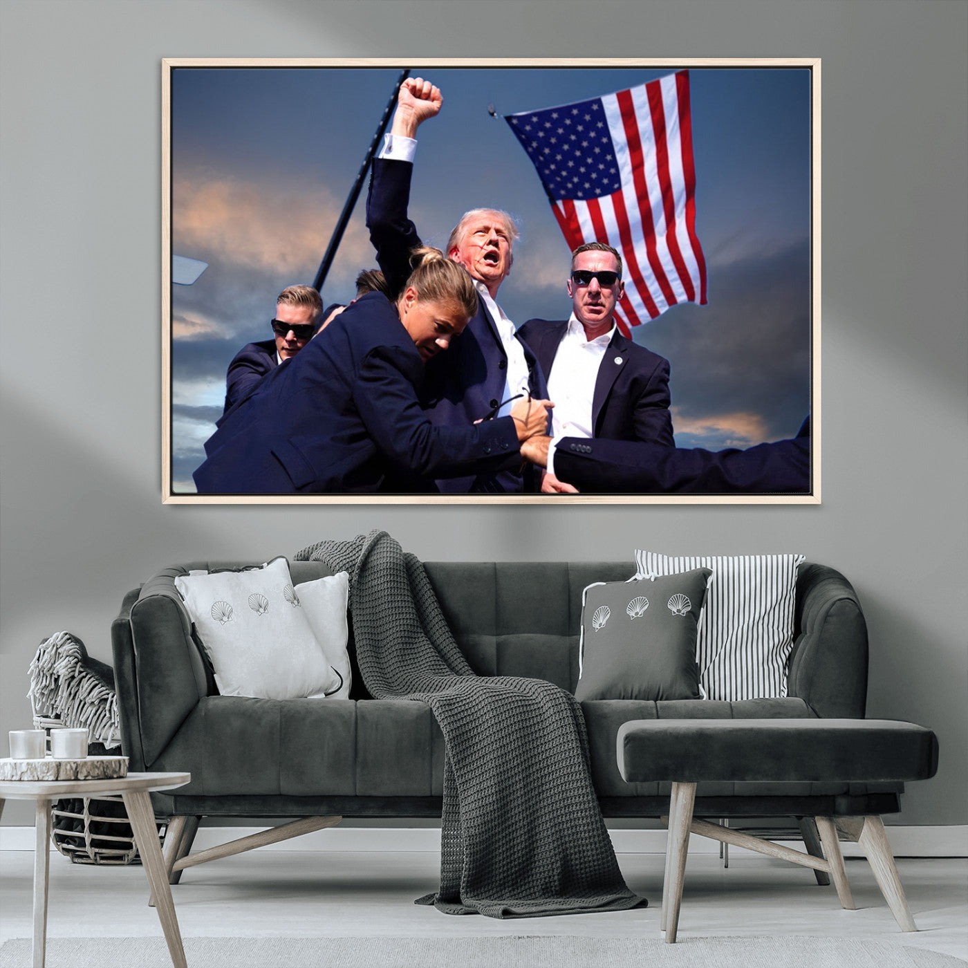 MGV-FC-36X24 - Donald Trump Assassination Attempt Wall Art Print, Trump Historic Footage - Iconic Reaction by Trump