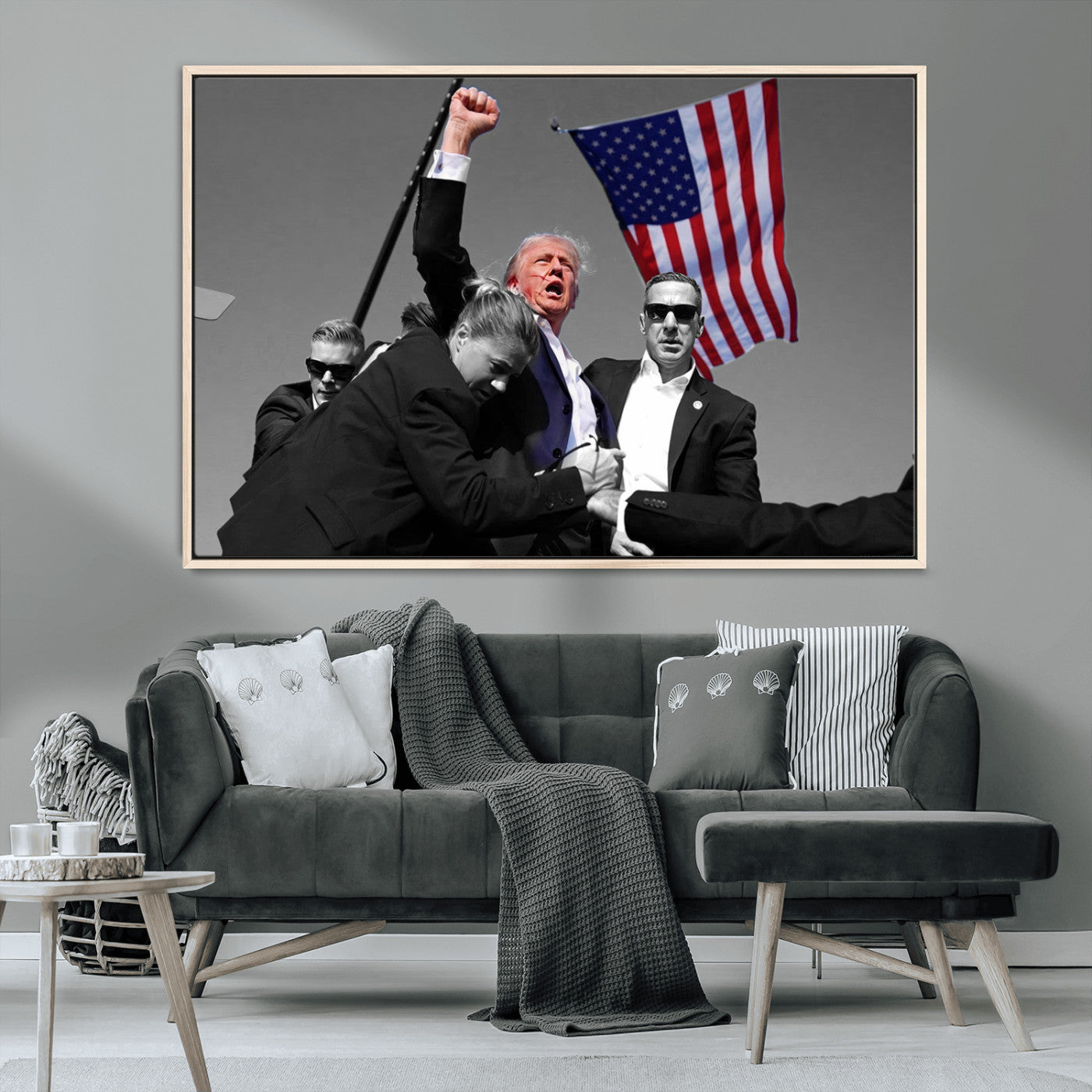 MGV-FC-36X24 - Donald Trump Assassination Attempt Wall Art Print, Trump Historic Footage - Iconic Reaction by Trump
