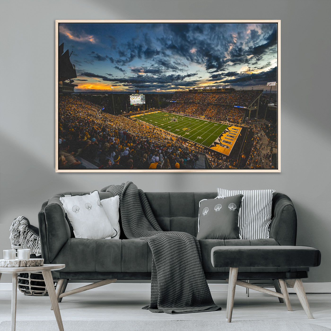 MGV-FC-36X24 - University of Wyoming Cowboys Football Team Print - Laramie War Memorial Stadium Wall Art Canvas