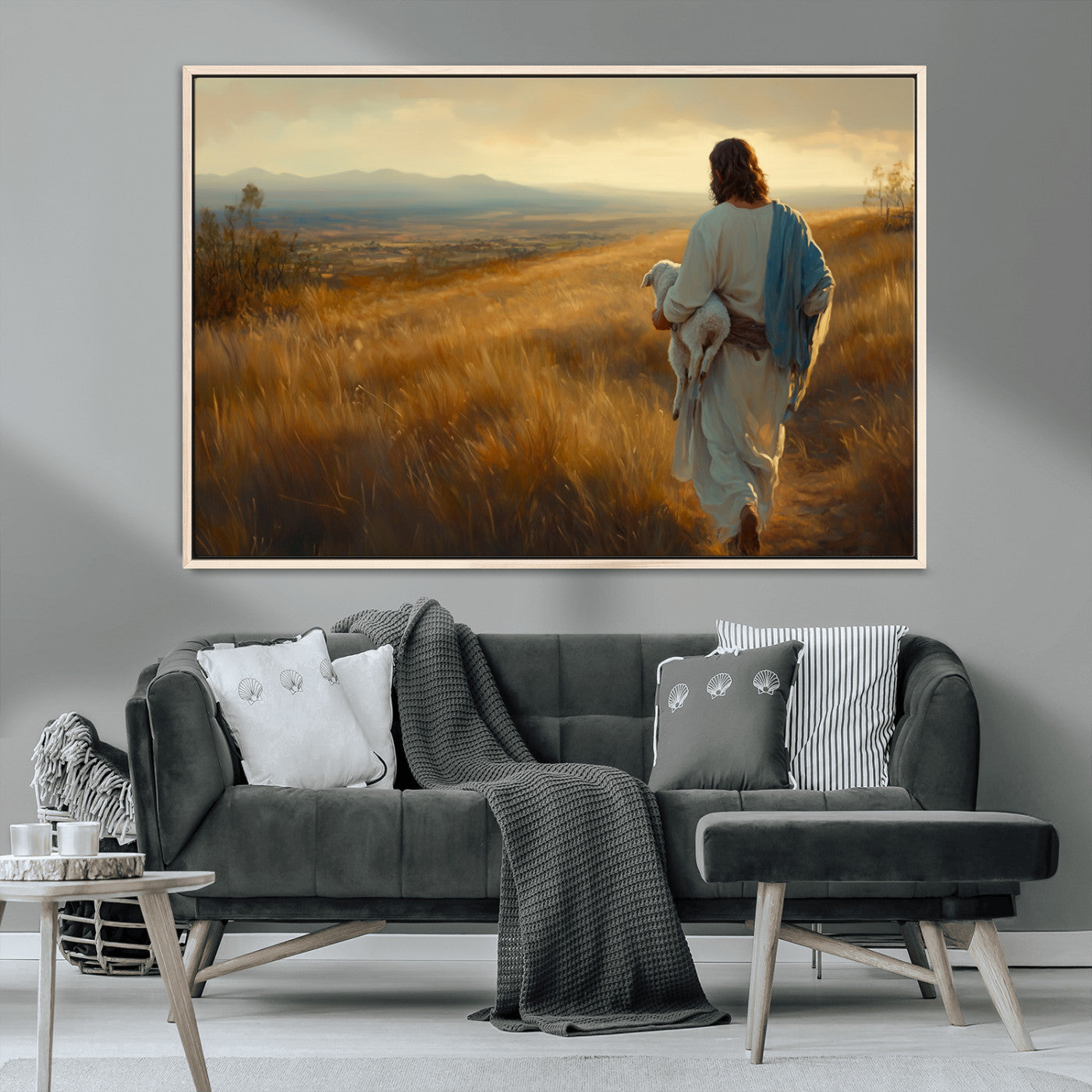 MGV-FC-36X24 - Jesus the Good Shepherd Wall Art Canvas Print - Inspirational Christian Religious Print for Prayer