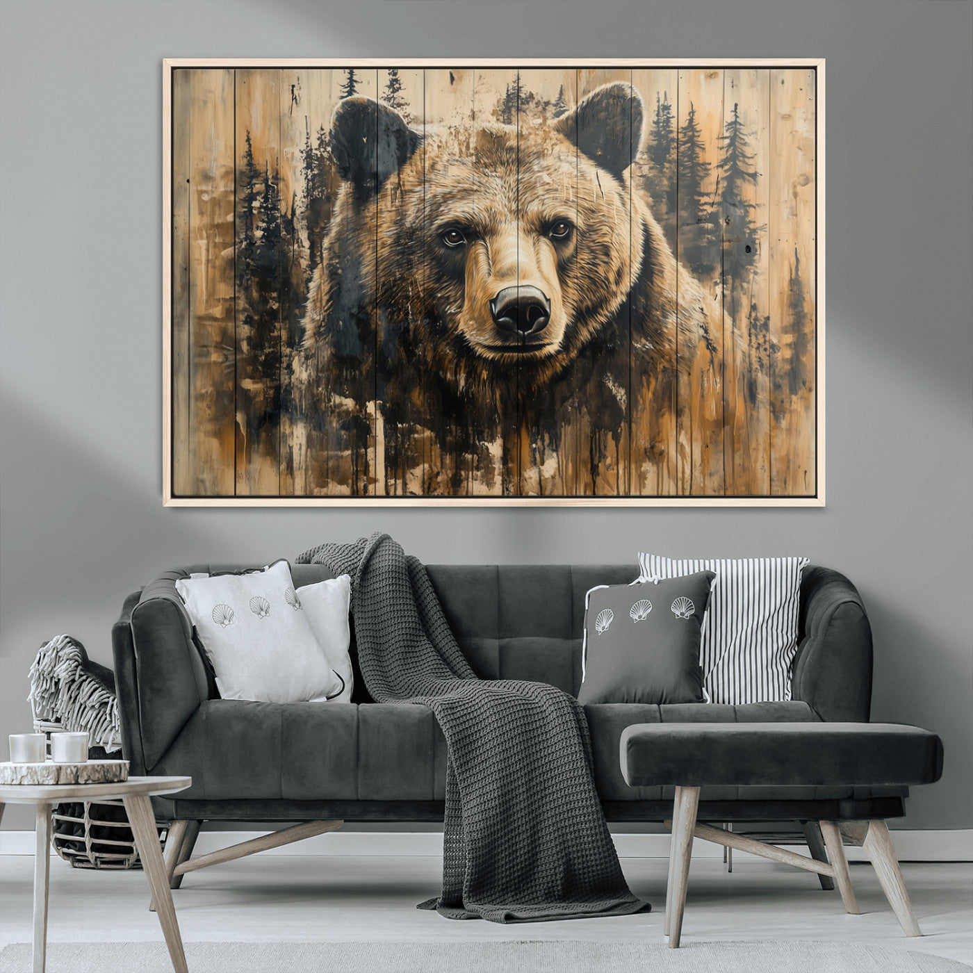 MGV-FC-36X24 - Majestic Grizzly 399 Bear Wall Art | 3-Panel Rustic Canvas Print for Living Room, Office, or Cabin