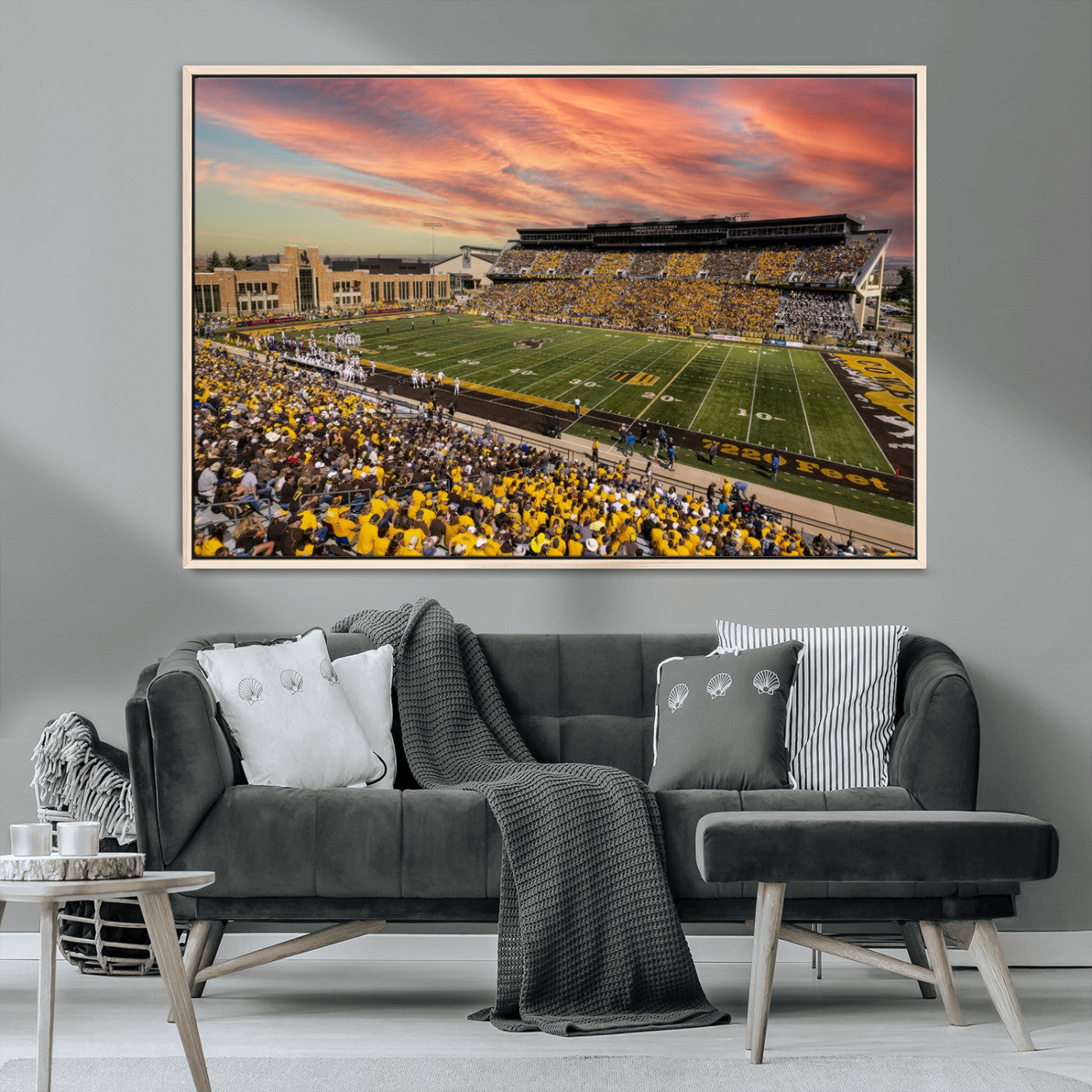 MGV-FC-36X24 - University of Wyoming Cowboys Football Team Print - Laramie Jonah Field War Memorial Stadium Wall