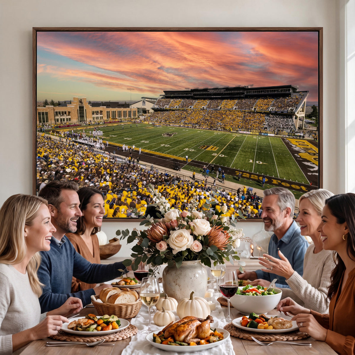 90508-MGV-CV-36X24 - University of Wyoming Cowboys Football Team Print, Laramie, Extra Large Game Room Wall Decor