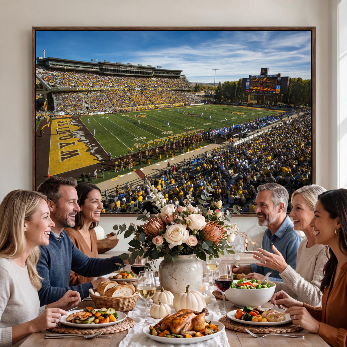 89846-MGV-CV-36X24 - University of Wyoming Cowboys Football Team Print, Laramie, Man Cave Wall Decor