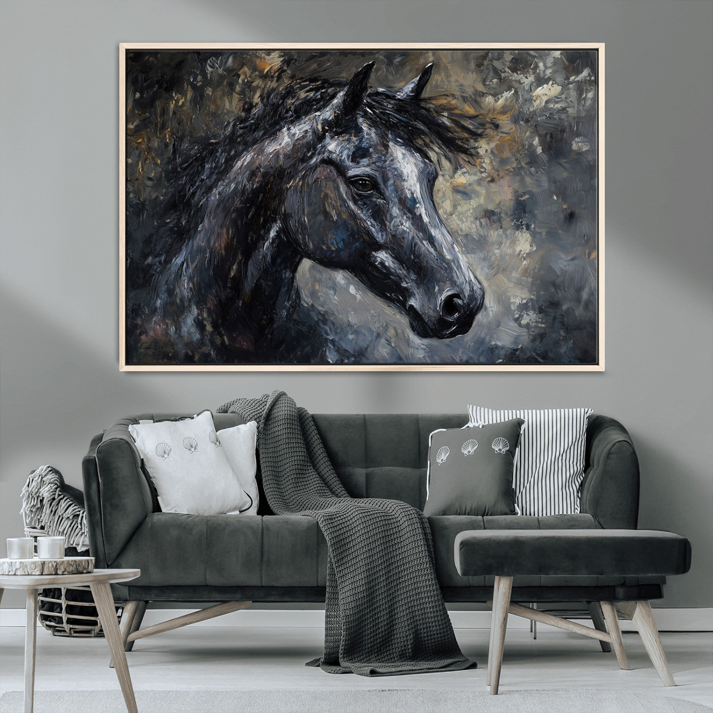 MGV-FC-36X24 - Large Abstract Horse Wall Art Canvas Print | Farmhouse Wall Decor | Rustic Horse Art | Western Cabin