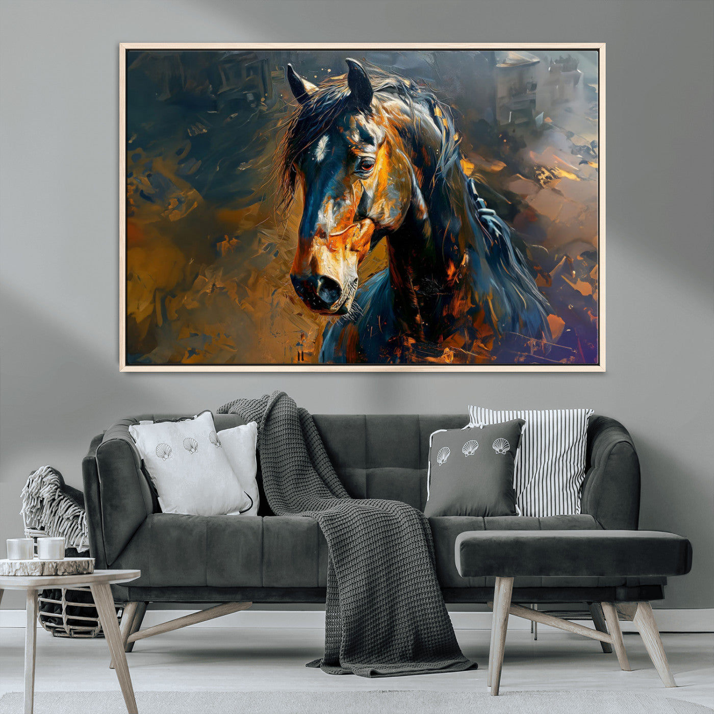 MGV-FC-36X24 - Abstract Horse Wall Art Canvas Print | Farmhouse Wall Decor | Western Cabin Art | Rustic Horse Decor