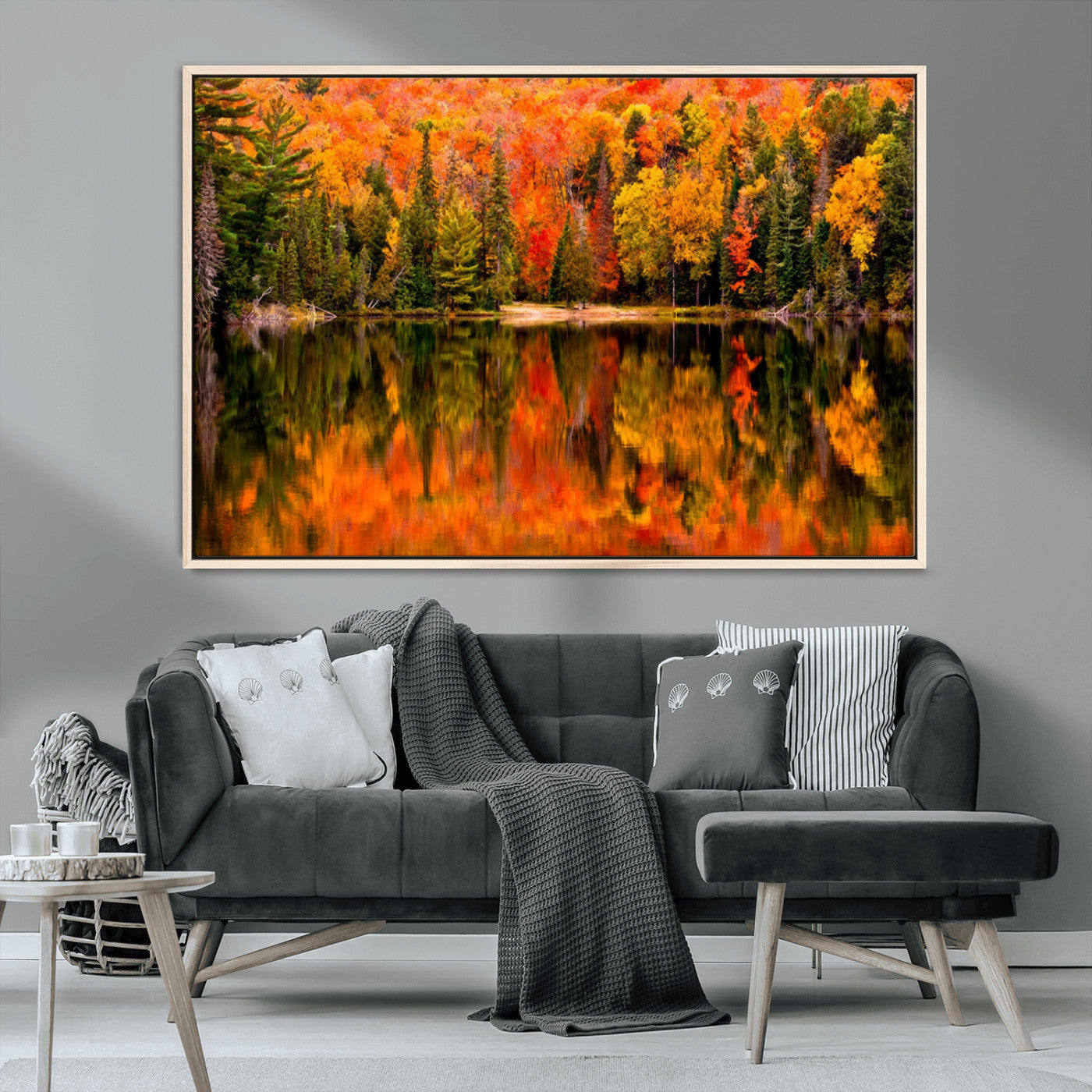 MGV-FC-36X24 - Forest Reflection Art | Autumn Forest Reflection Wall Art | Triptych Canvas Print | Vibrant Fall