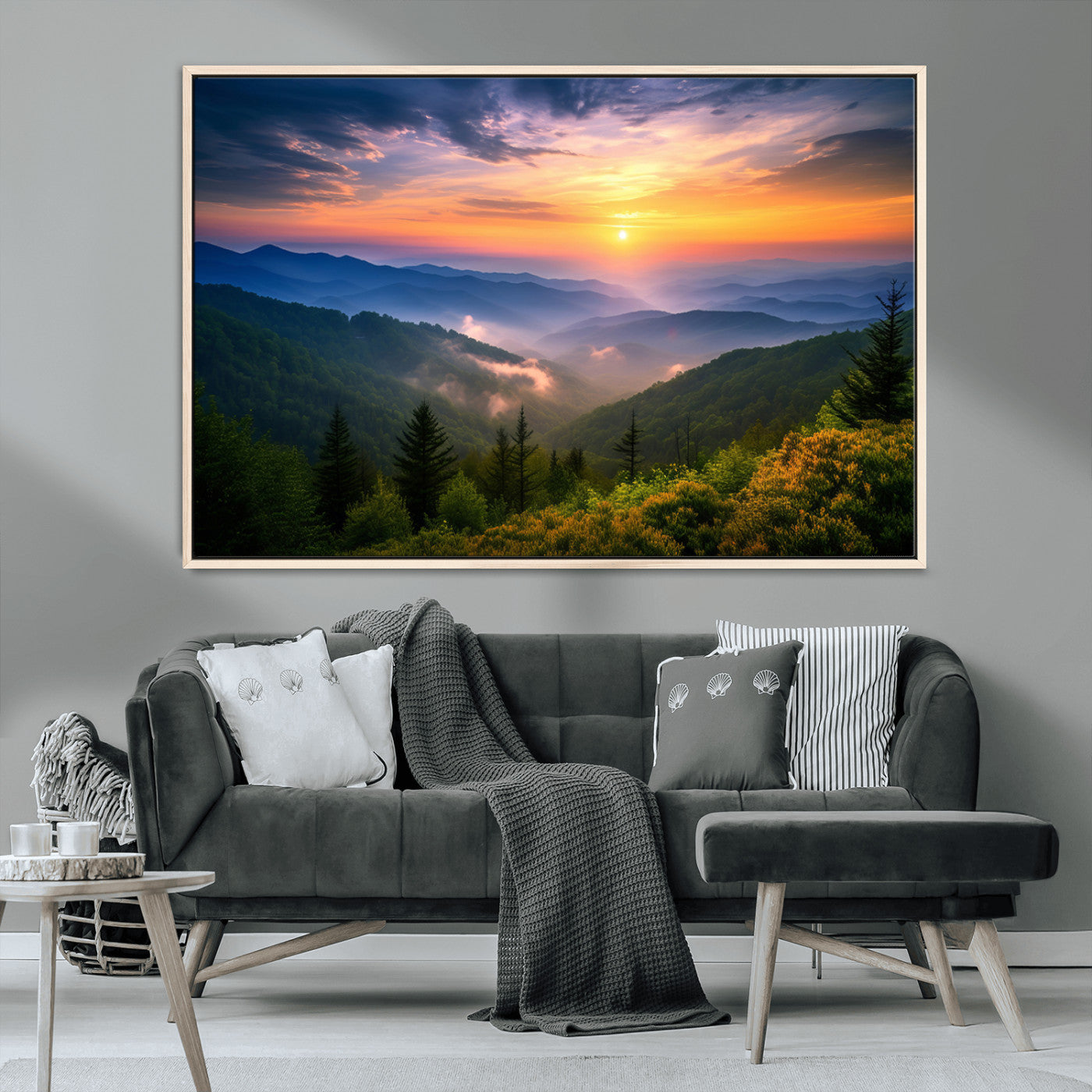 MGV-FC-36X24 - Majestic Mountain Sunrise Print | Landscape Wall Art | Canvas Print Ready to Hang | Farmhouse Wall