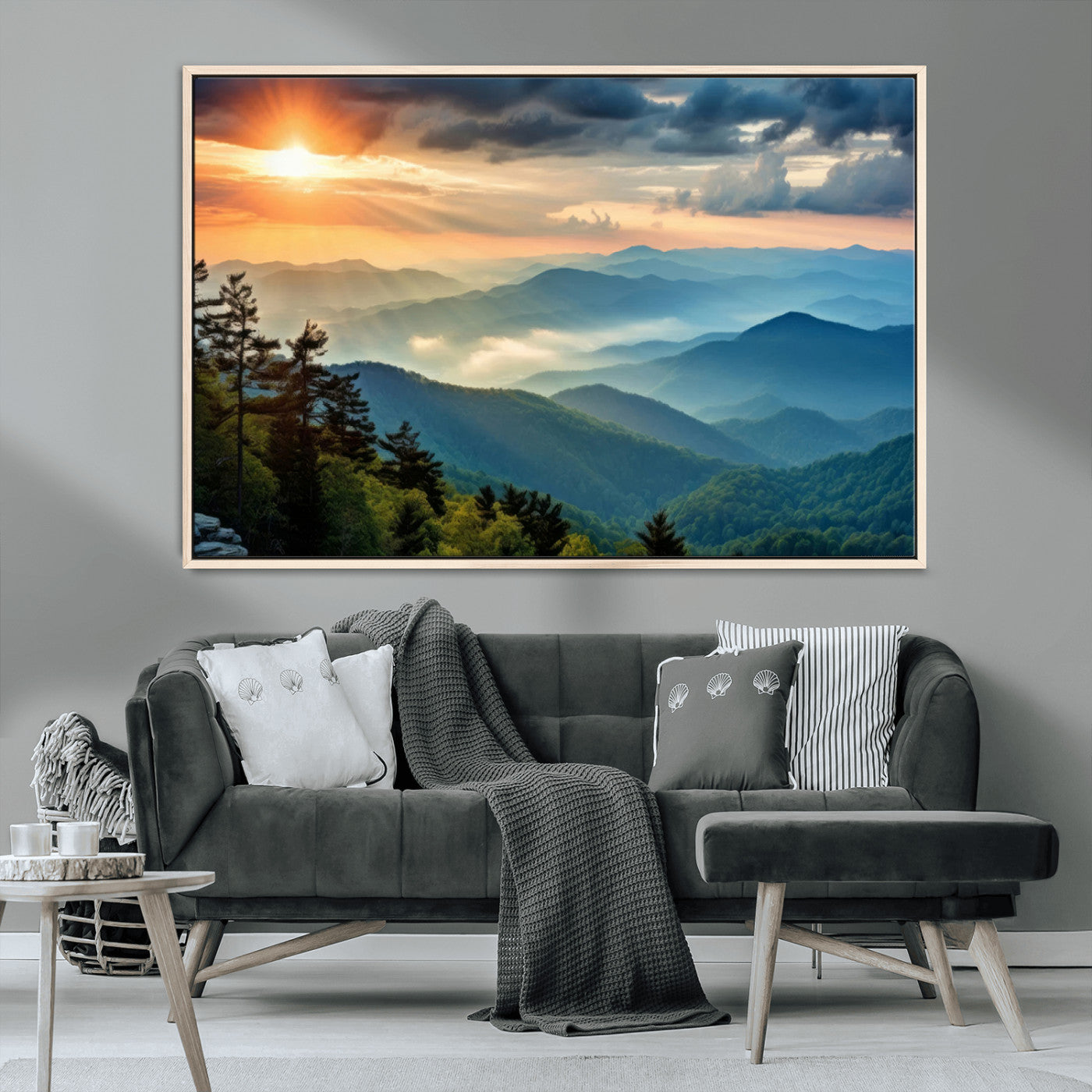 MGV-FC-36X24 - Sunrise Over Mountain Range Wall Art Canvas Print, Farmhouse Wall Decor, Cabin Wall Art