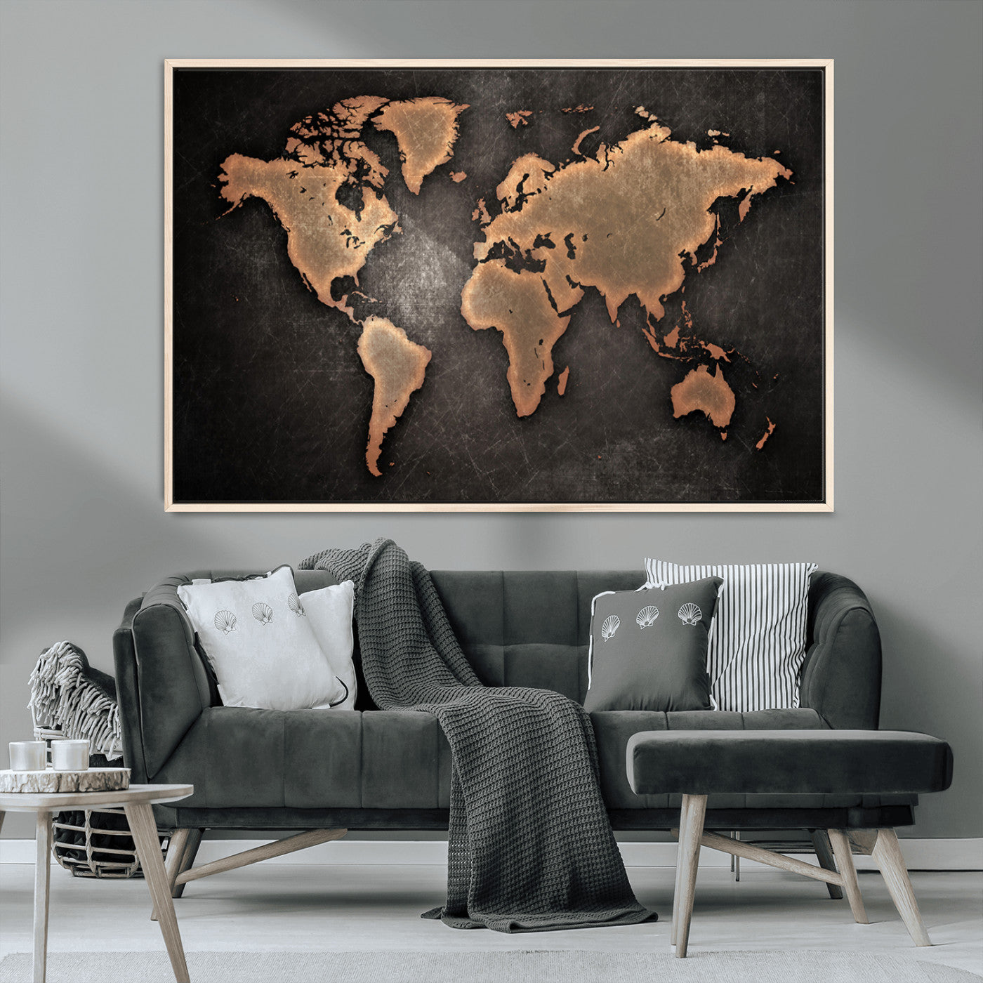 MGV-FC-36X24 - Push Pin World Map Canvas Print – Framed Wall Art for Couples to Track Their Travels – Anniversary