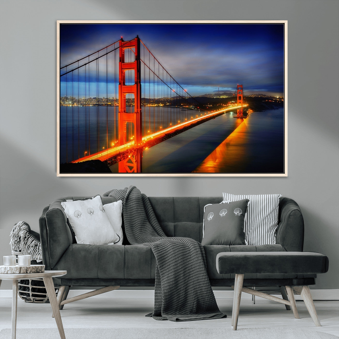 MGV-FC-36X24 - Large Wall Art San Francisco Canvas Print - Wonderful Golden Gate Bridge at Twilight