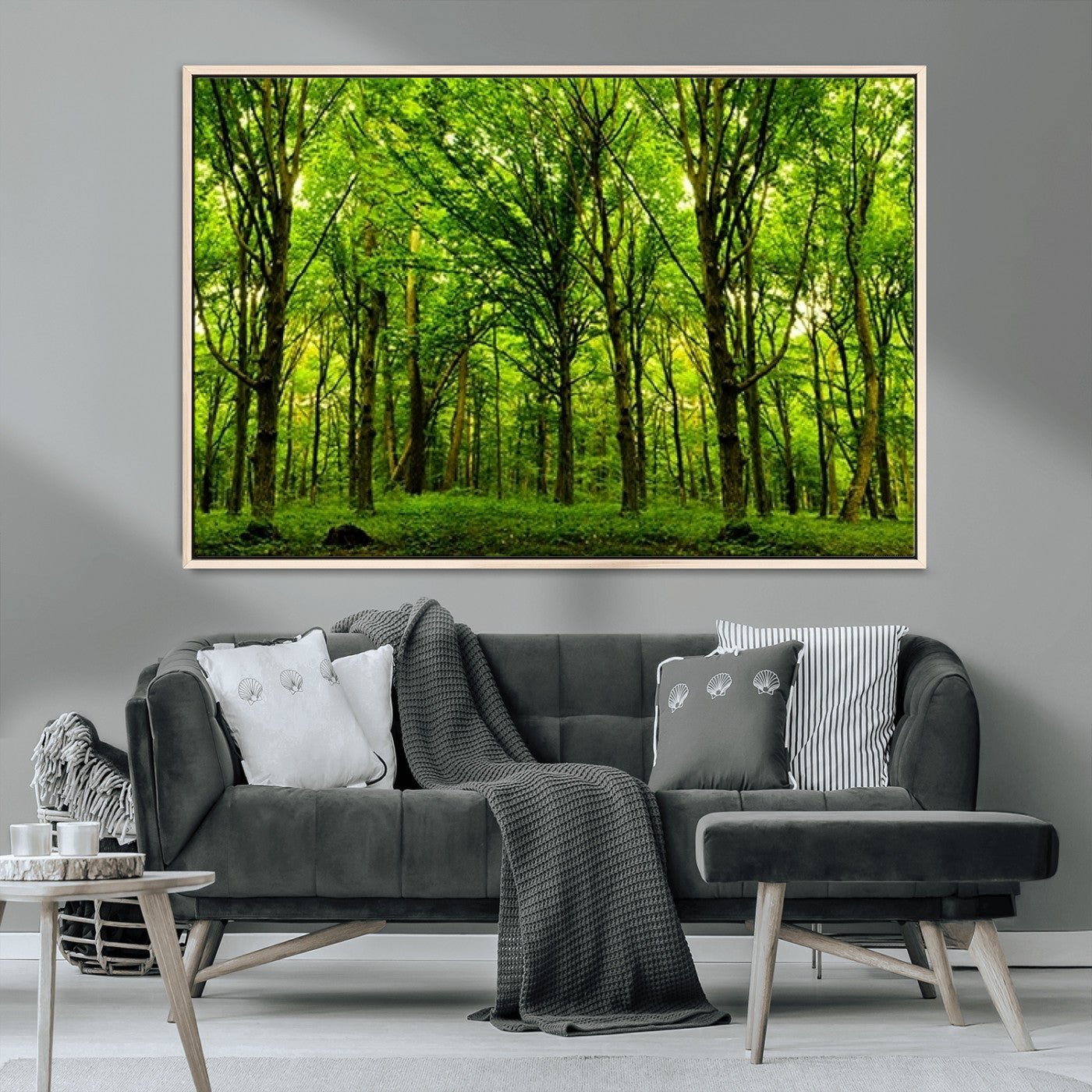 MGV-FC-36X24 - Lush Green Forest Canvas Print | 3-Panel Forest Wall Art | Nature Landscape for Living Room