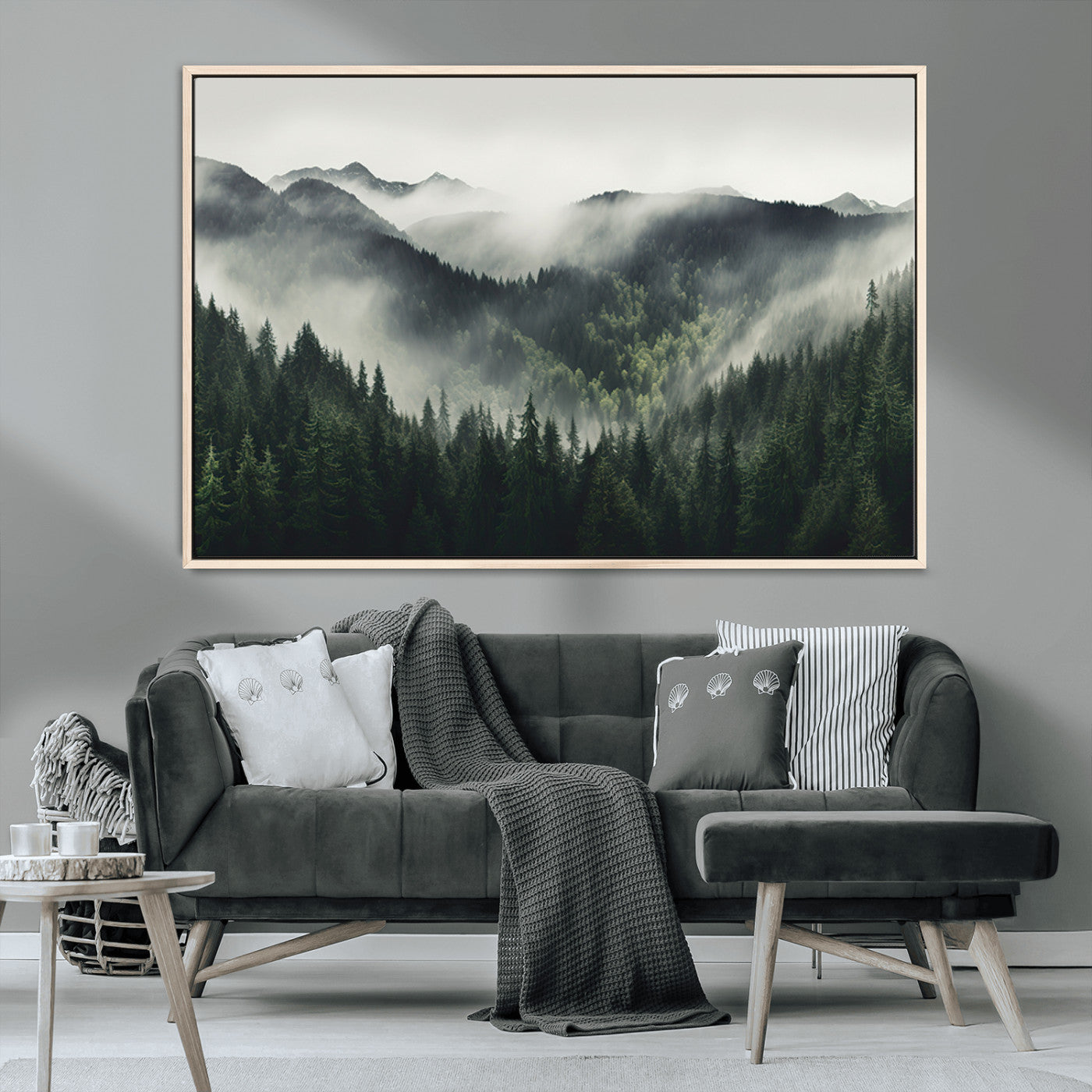 MGV-FC-36X24 - Misty Forest Canvas Print Wall Art Premium Canvas Print a Foggy and Serene Atmosphere