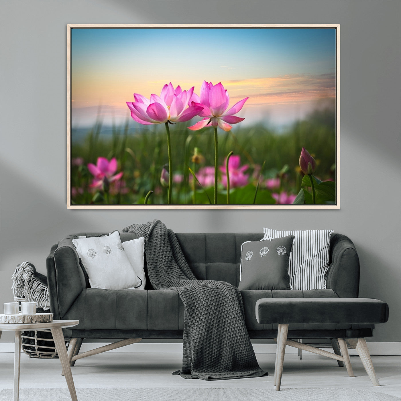 MGV-FC-36X24 - Pink Flower on the Mountain Canvas Print, Framed Pink Flower Canvas Wall Art