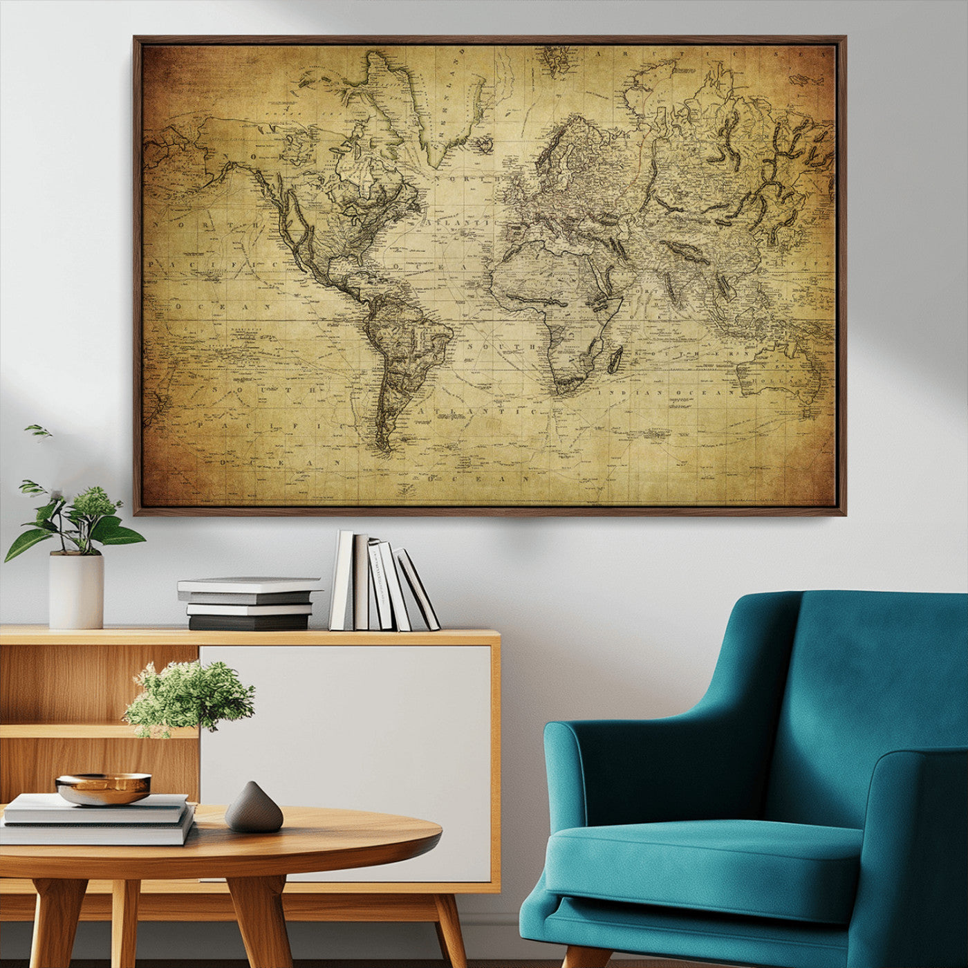 MGV-FC-36X24 - Push Pin World Map Canvas Print – Framed Wall Art for Couples to Track Their Travels – Anniversary