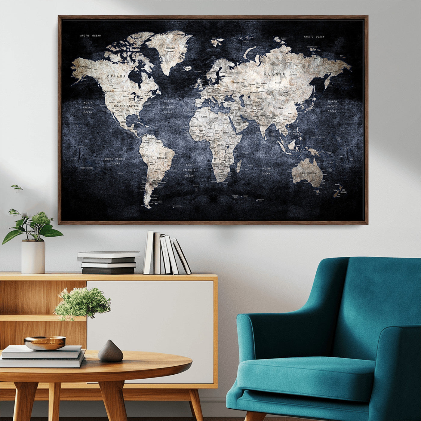 MGV-FC-36X24 - World Map Wall Art Canvas Print for Home and Office Decor