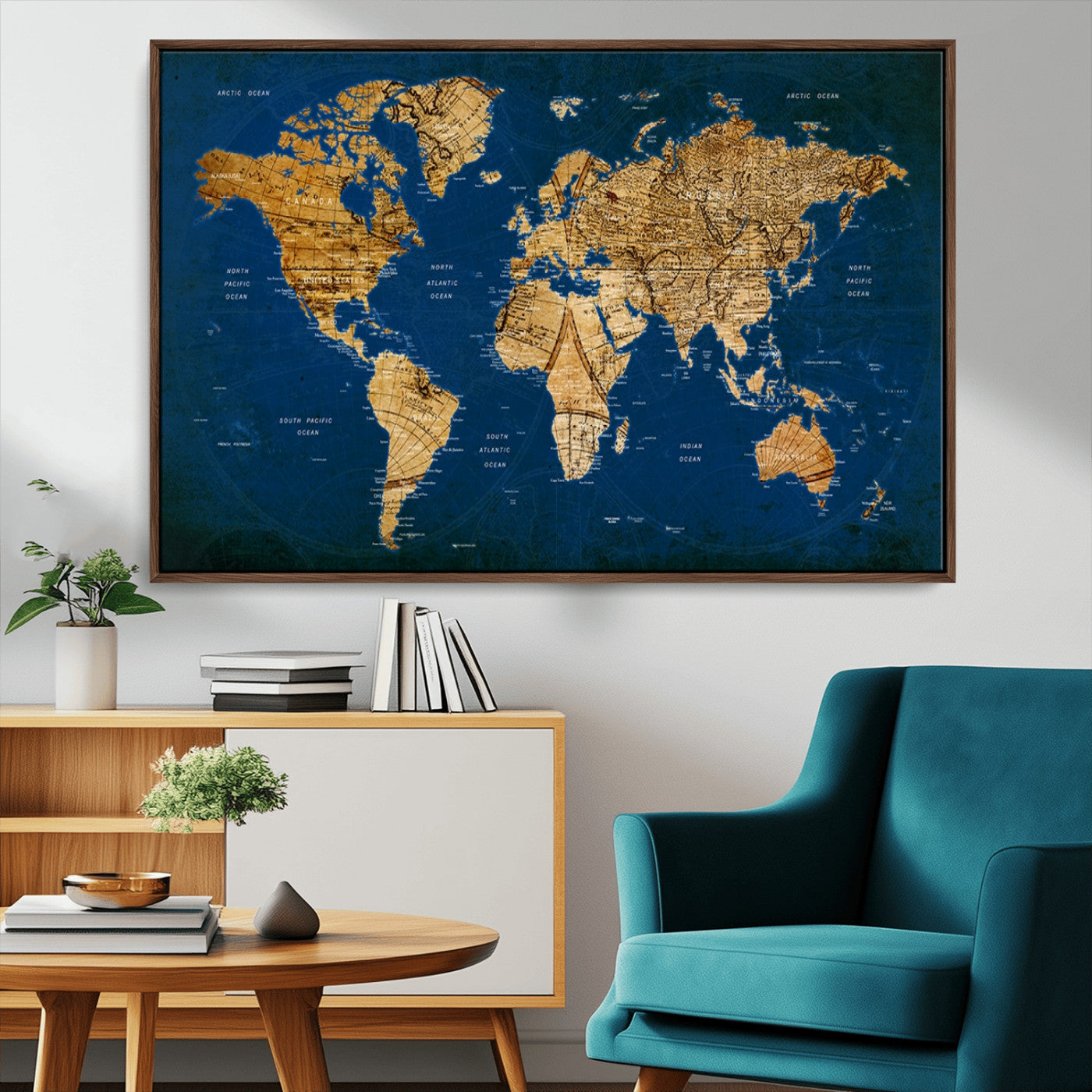 MGV-FC-36X24 - Push Pin World Map Canvas Print – Framed Wall Art for Couples to Track Their Travels – Anniversary