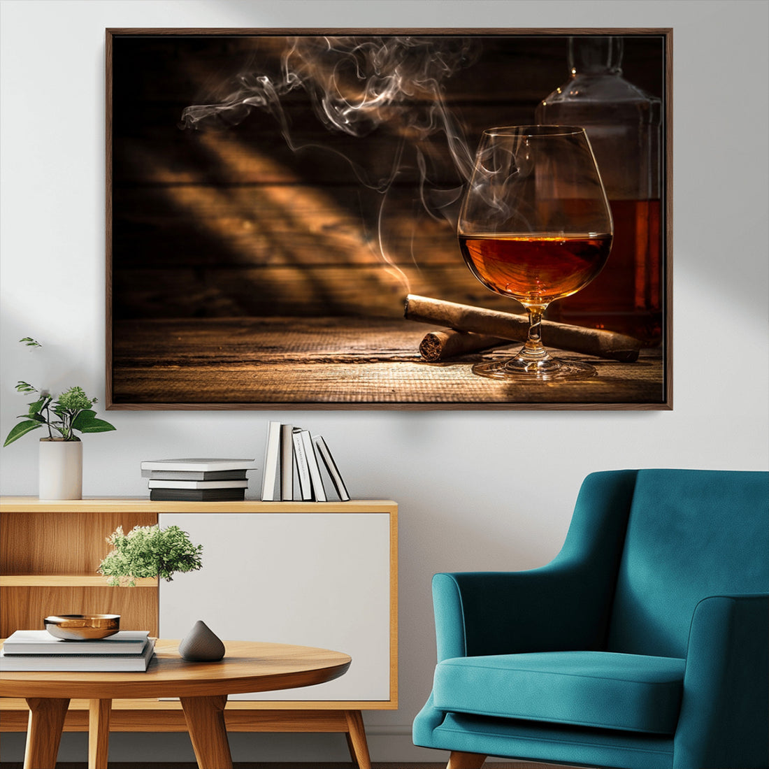 Whiskey and Cigar Wall Art Canvas Print