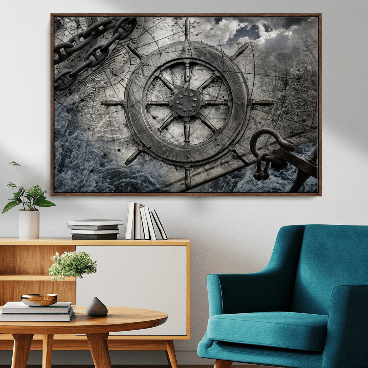 MGV-FC-36X24 - Ship Steering Wheel Vintage Wall Art Canvas Print