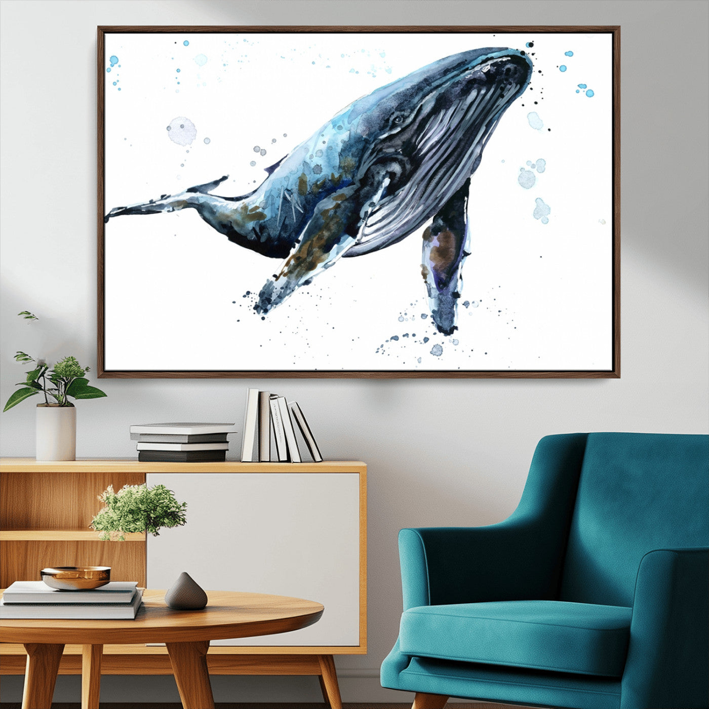 MGV-FC-36X24 - Watercolor Whale Wall Art Canvas Print