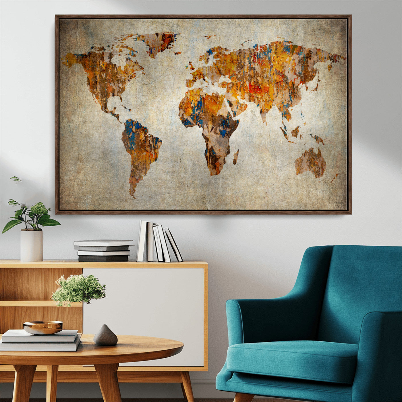 MGV-FC-36X24 - Push Pin World Map Canvas Print – Framed Wall Art for Couples to Track Their Travels – Anniversary