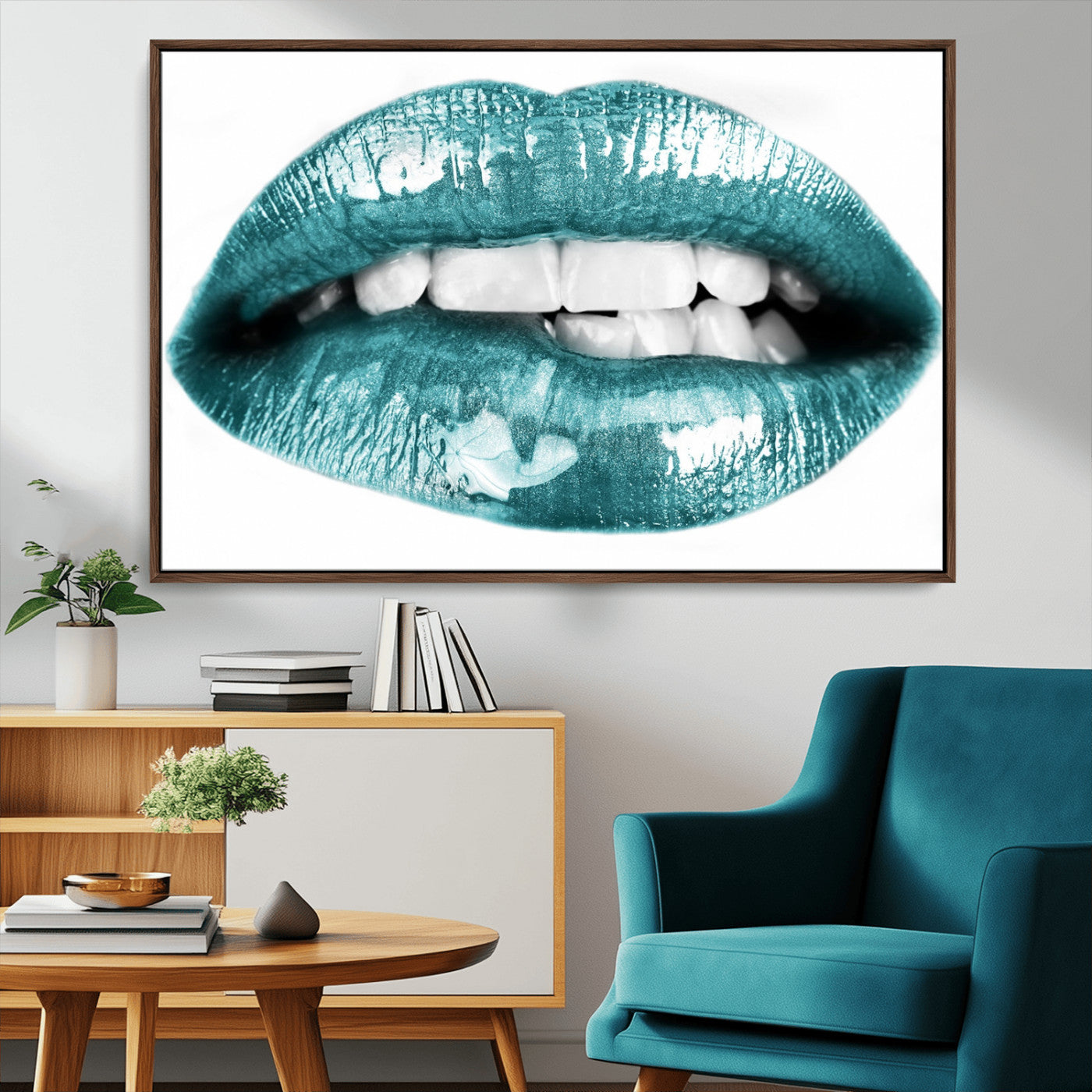 MGV-FC-36X24 - Blue Lips Wall Art Canvas Print