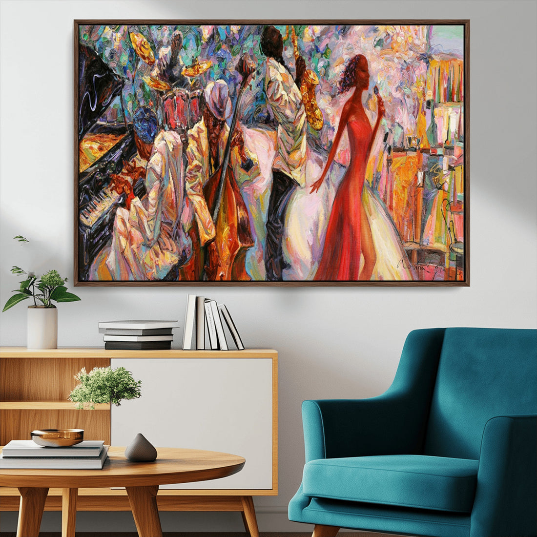 Abstract Afro American Jazz Canvas Wall Art | Music Inspired Art Print