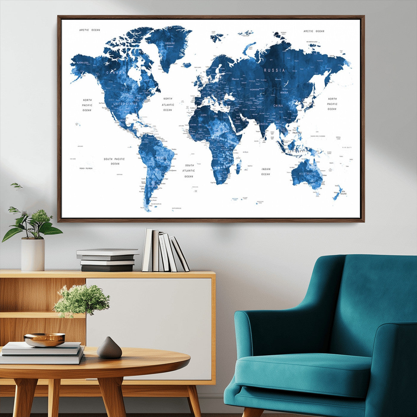 MGV-FC-36X24 - Push Pin World Map Canvas Print – Framed Wall Art for Couples to Track Their Travels – Anniversary