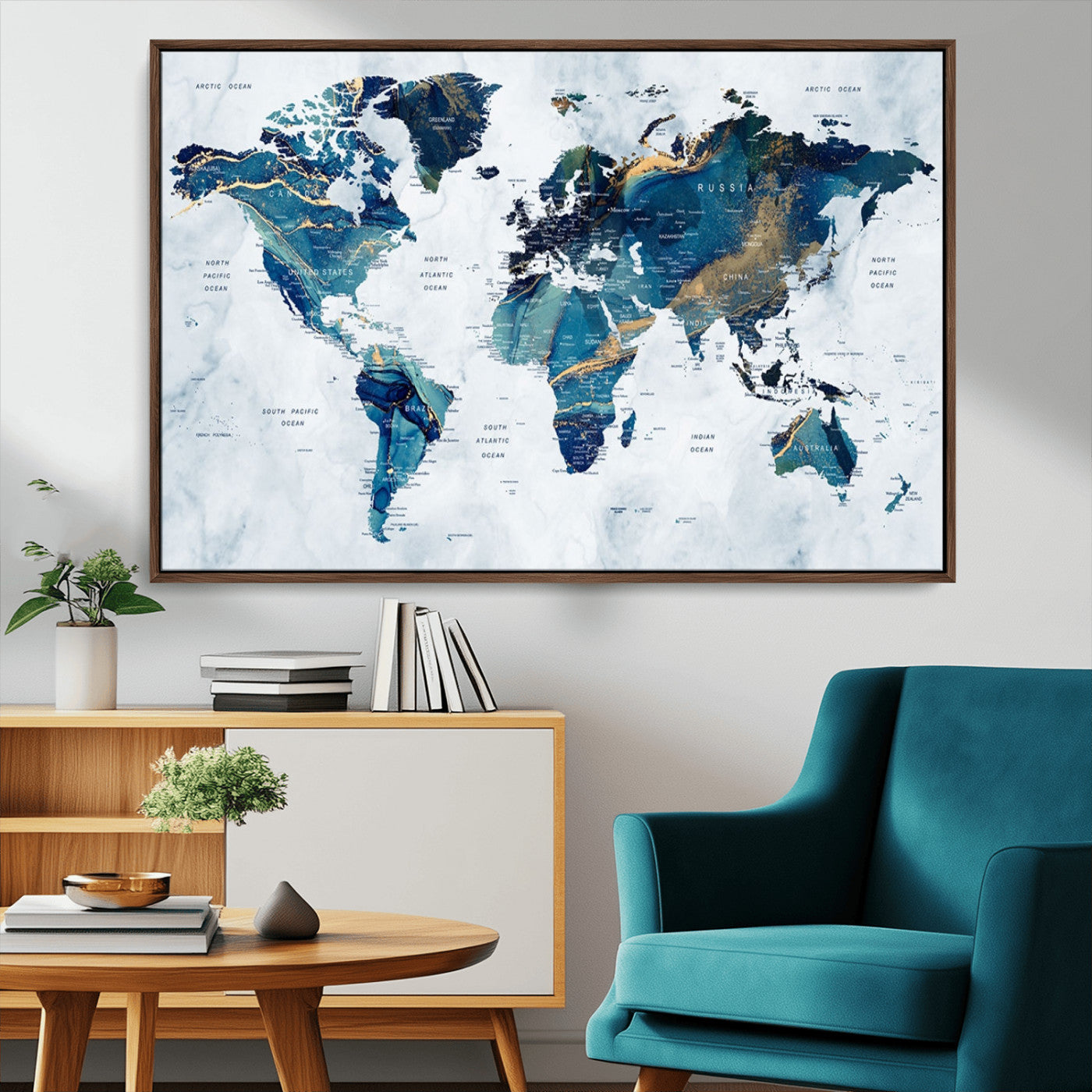 MGV-FC-36X24 - Push Pin World Map Canvas Print – Framed Wall Art for Couples to Track Their Travels – Anniversary