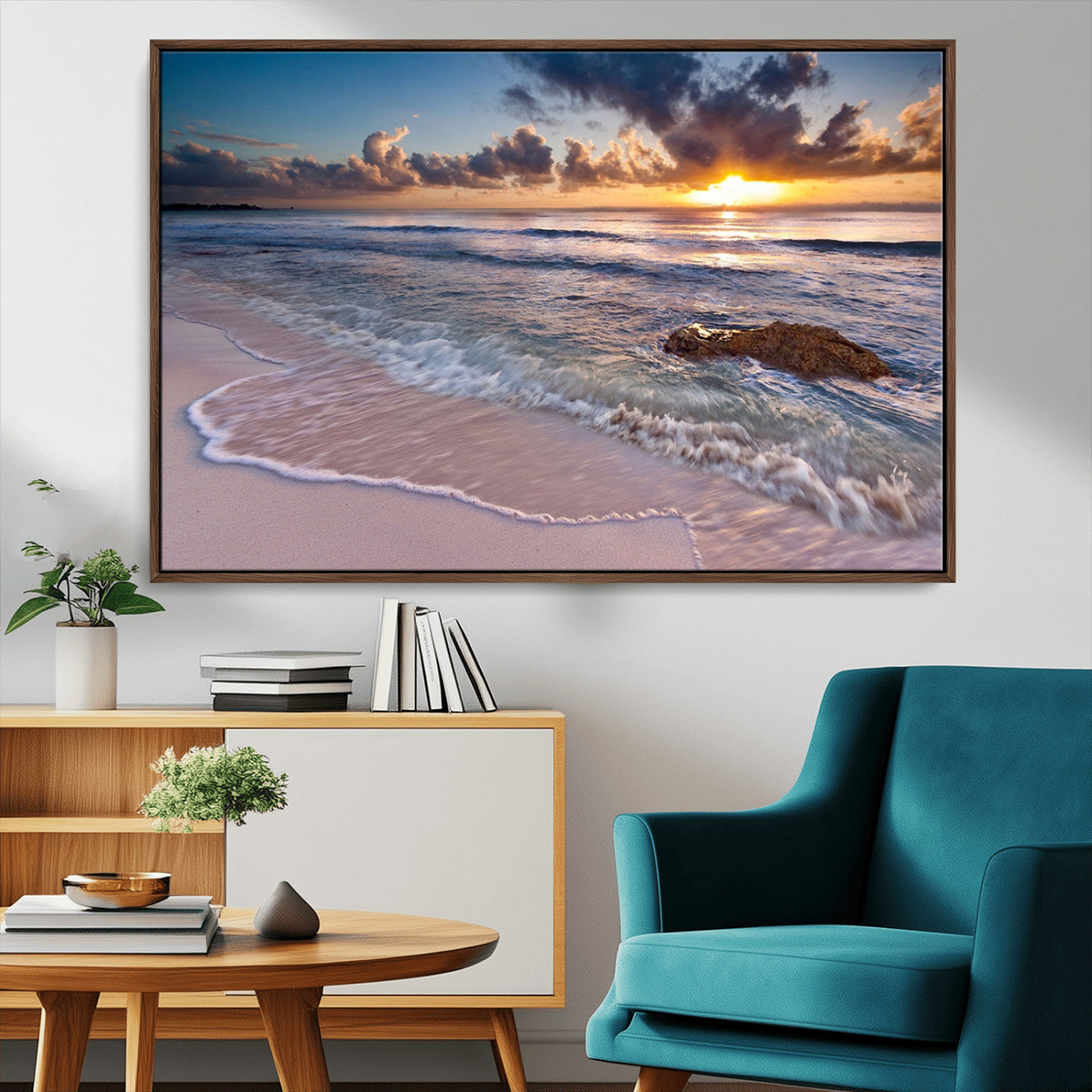 MGV-FC-36X24 - Sea Ocean Sunset Beach Wall Art Canvas Print