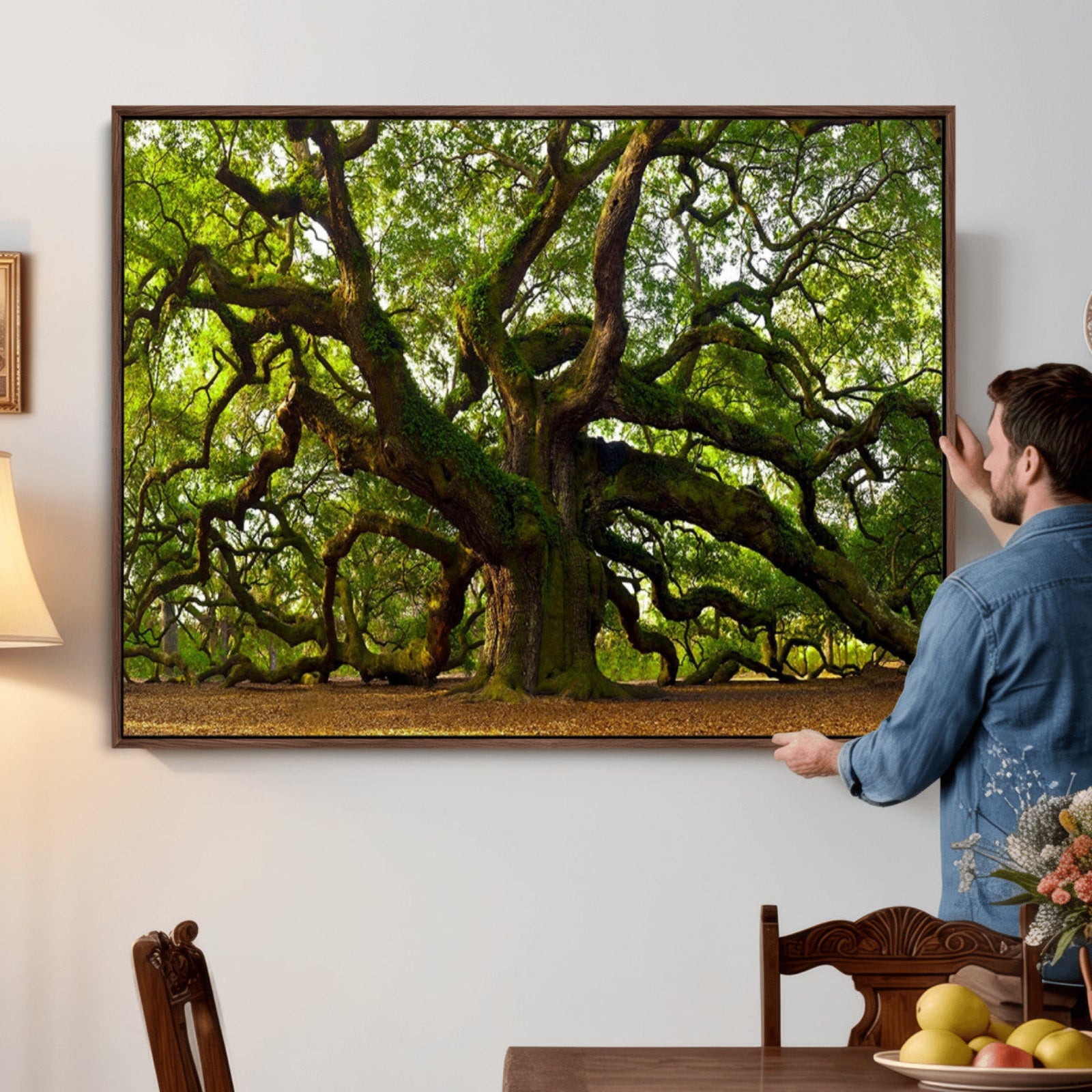 ウッドウォールアート(930×480・1) Angel Oak Tree Wall Art Canvas Print | Forest Tree Nature