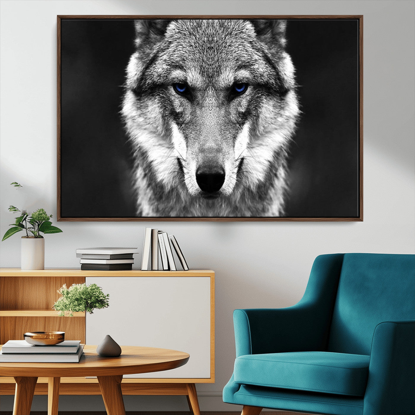 MGV-FC-36X24 - Black and White Wild Wolf Wall Art Canvas Print
