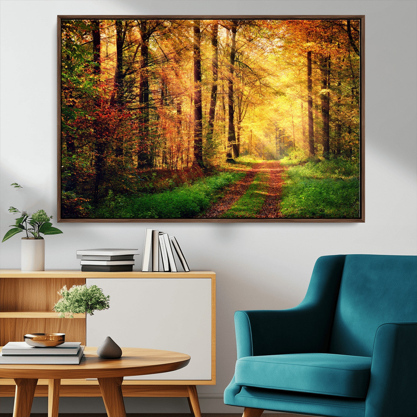 MGV-FC-36X24 - Forest Fall Wall Art Print - Sunlight Through Trees Wall Art Canvas Print