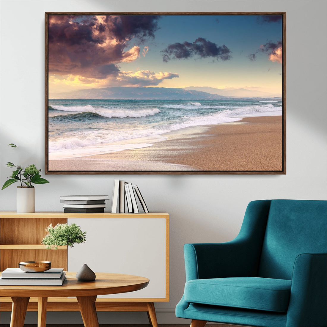 Cloudy Weather Beach Sunset Canvas Print | Sunrise Wall Art Canvas Print