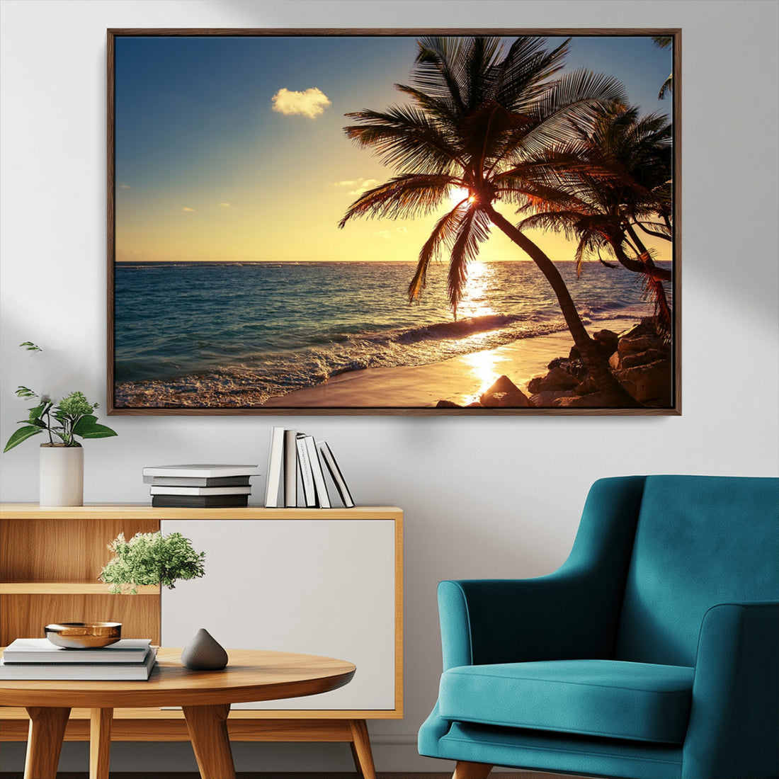Sunset Palm Trees Wall Art Canvas Print