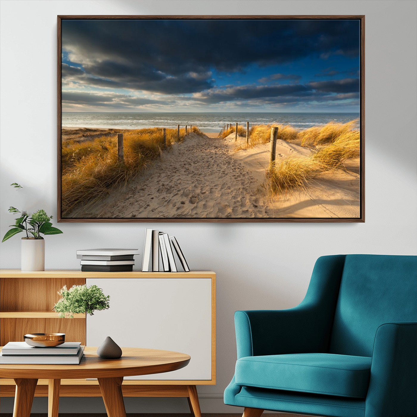 MGV-FC-36X24 - Ocean Beach Dark Clouds Wall Art Canvas Print